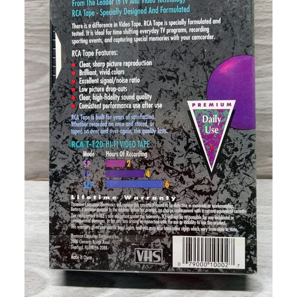 RCA 6 Hour VHS Video Tape T-120 Hi-Fi Stereo Premium Blank New Sealed - Picture 5 of 5